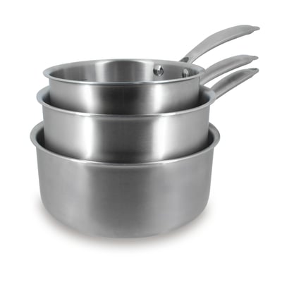 Set de 3 casseroles 16/18/20 cm en acier inoxydable, TRIPLY MENASTYL