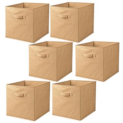 Lot de 6 cubes de rangement pliables en tissus avec poignée TOILINUX