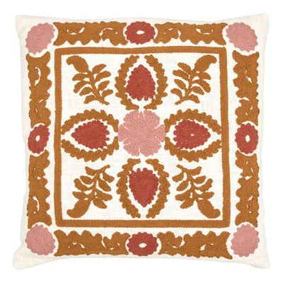 Coussin déhoussable en coton brodé SIENNA ATMOSPHERA