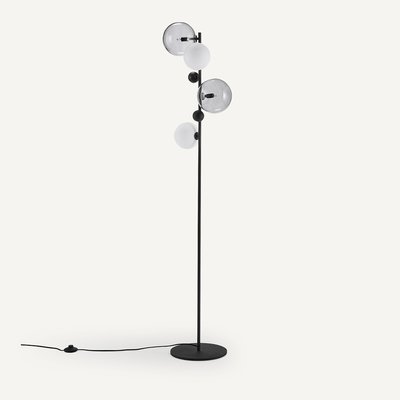 Staande lamp in gerookt glas en metaal, Bullesco AM.PM
