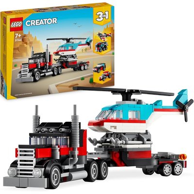 Le camion remorque avec hélicoptère LEGO