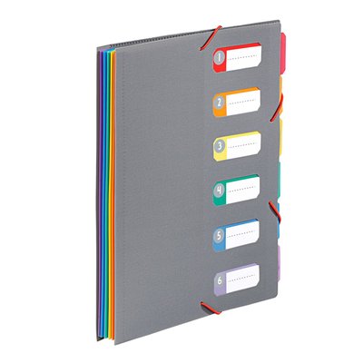 Trieur accordéon 6 compartiments avec porte bloc A4 RAINBOW TOUCH VIQUEL