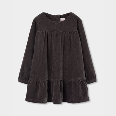 Robe fille en velours avec volants BOBOLI