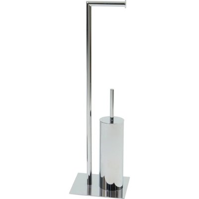 Porte papier toilette avec brosse design métal argenté élégant RECOLLECTION