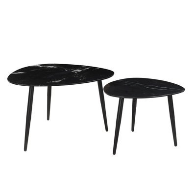 Tables basses gigognes ovales en marbre noir et métal (lot de 2) PLATZ MILIBOO