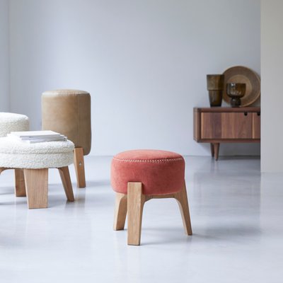 Pouf S Sienna en chêne massif DRUM TIKAMOON