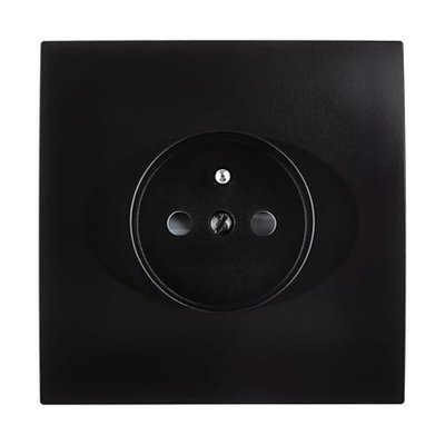 Prise De Courant Simple 2 Pôles + Terre Karo Noir Satin MODELEC