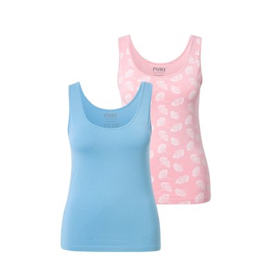 Débardeurs, lot de 2, uni/Ginkgo, col rond ULLA POPKEN