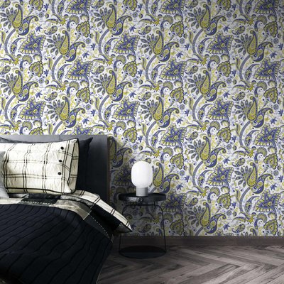 Papier peint avec motifs orientals blanc - 510x260 cm (l x h) LA TOUCHE ORIGINALE
