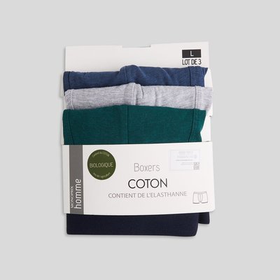Lot de 3 boxer en coton BIO GOTS MONOPRIX