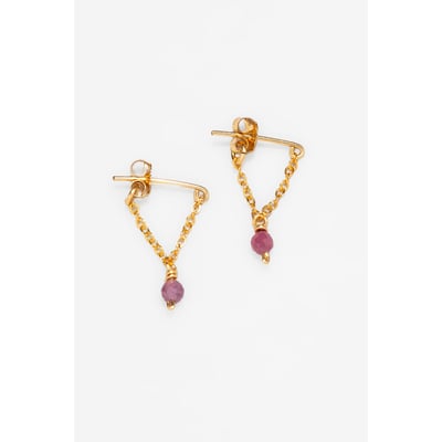 Boucles d'oreilles chaînette Anna - Rubis YAY PARIS