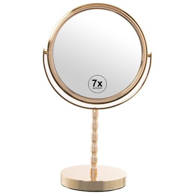Miroir grossissant (x7) double face en métal doré WADIGA