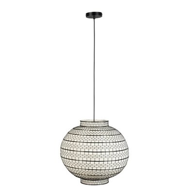 Suspension 50 cm avec abat-jour en lin blanc et noir - MING DUTCHBONE