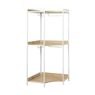 Module dressing d'angle décor bois et métal 4 penderies 2 étagères CLEVER SWEEEK