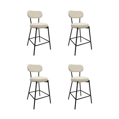 Chaises CELESTE îlot bar métal tissu velours côtelé H65cm | Lot de 4 MOB IN