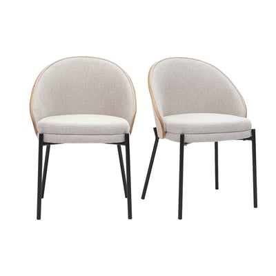 Chaises en tissu effet velours texturé beige, bois clair et métal (lot de 2) TUCSON MILIBOO