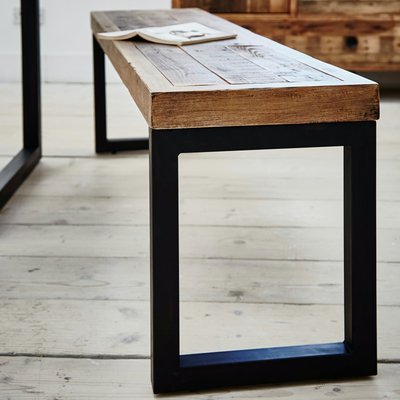 Banc 140 cm bois recyclé pieds métal BRISBANE PIER IMPORT