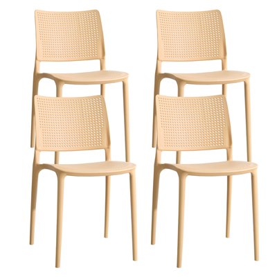 Lot de 4 chaises de terrasse ajourée en plastique, RIGA OVIALA