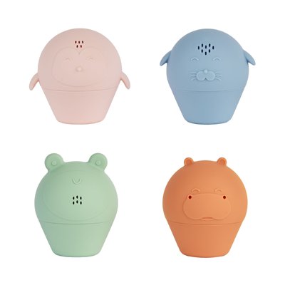 Lot de 4 jouets de bain Aspergeurs ouverts en silicone BADABULLE