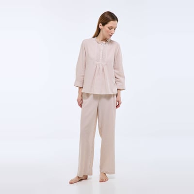 Pyjama rayé à manches longues avec détail plastron en coton BIO GOTS MONOPRIX