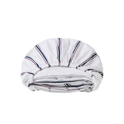 Drap housse coton Neo marine rayure NEO CARRE BLANC