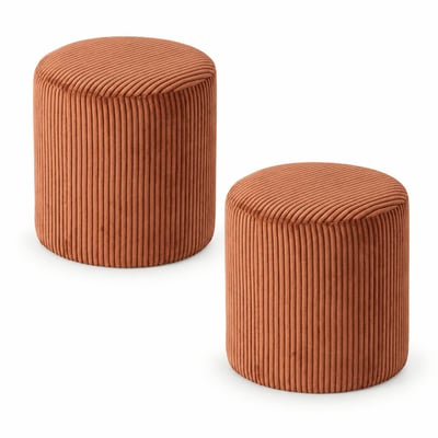 Pouf rond velours côtelé rouille (lot de 2) MALMOE PIER IMPORT