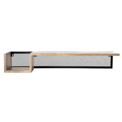 Étagère murale industrielle en bois manguier massif et métal noir L90 cm RACK MILIBOO