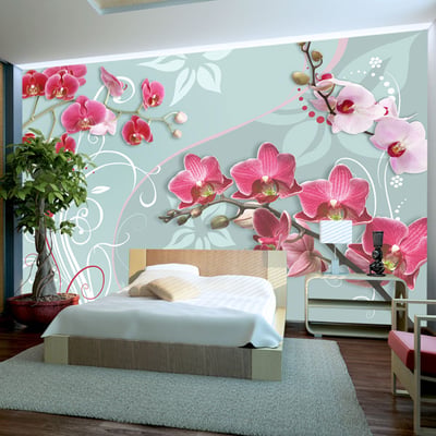 Papier peint intissé panoramique Fleurs Pink orchids - variation II EDEN