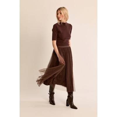 Jupe en tulle plissée à strass MOLLY BRACKEN
