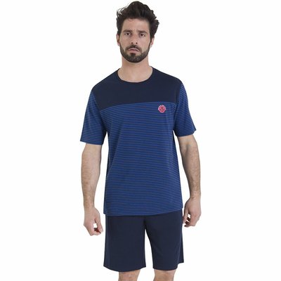 Pigiama corto con maglia a righe e pantalone tinta unita ATHENA