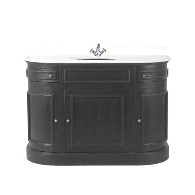 Meuble lavabo simple en bois massif noir L130 cm - HAUSMANN SIGNATURE