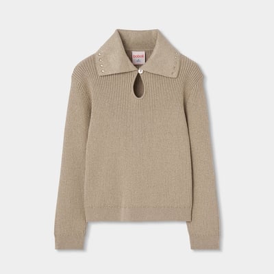 Pull fille avec col à revers et clous BOBOLI