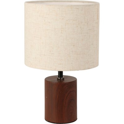 Lampe à poser céramique effet bois et abat-jour beige 18x18x30cm WADIGA