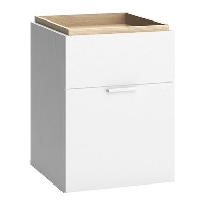 Chevet 2 tiroirs blanc et plateau bois - 4you CALICOSY