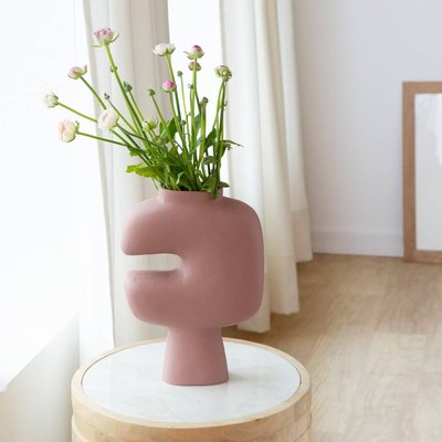 Petit vase rose en aluminium  MIMOSA MADE IN MEUBLES 
