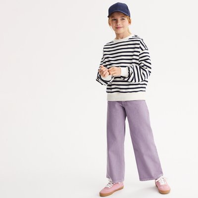 Sweat às riscas com gola redonda, em moletão LA REDOUTE COLLECTIONS