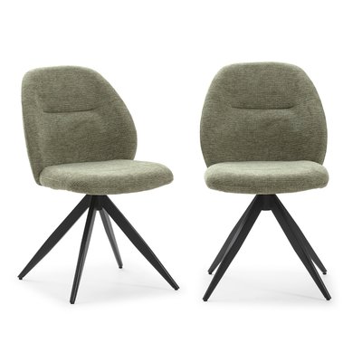 Lot de 2 chaises pivotantes en tissu avec pieds en métal noir L47 cm - TAMARA CALICOSY