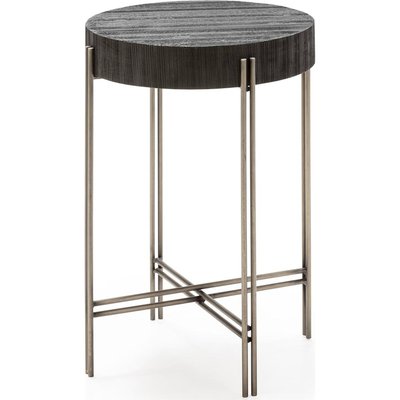 Table d'appoint métal bois finition nickel et  design élégant RECOLLECTION