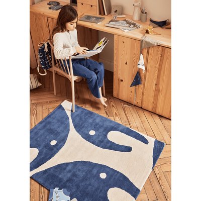 Tapis enfant rectangulaire épais, Coton bio GOTS, ELEPHANT BLEUU STUDIO