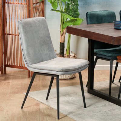 Chaise moderne gris tissu velours (lot de 2) OKA PIER IMPORT