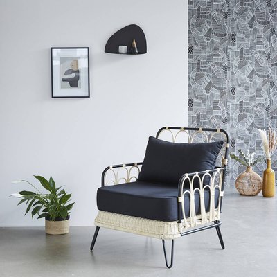 Fauteuil en rotin et métal noir ALBANE BERAH GETAH