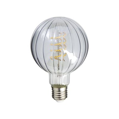 Ampoule Filament Led Déco Verre Ciselé G95, Culot E27, 240 Lumens, Conso. 3w (equivalence 25w), Blanc Chaud XANLITE