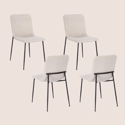 Chaises design en tissu et pieds en métal noir (lot de 4) - BREDA HELLIN, DEPUIS 1862
