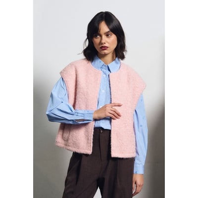 Veste sans manches oversize, en maille bouclette LILI SIDONIO