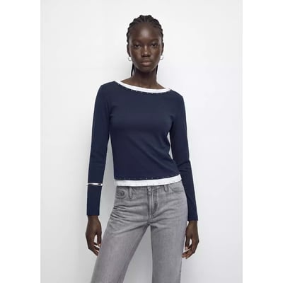 T-shirt en coton effet « double t-shirt » avec strass MANGO TEEN