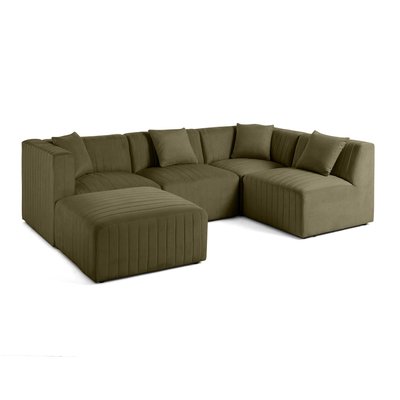 Canapé d'Angle droit en Velours 5 places - NOVA LISA DESIGN