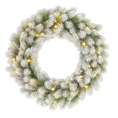 Couronne de Noël enneigée avec LED Ø60 cm NAGOYA BLACK BOX TREES