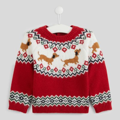Pull manches longues col rond intarsia imprimé, certifié OEKO-TEX BOUT'CHOU