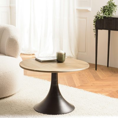 Table d'appoint ronde bois dessiné pied central ZALA PIER IMPORT