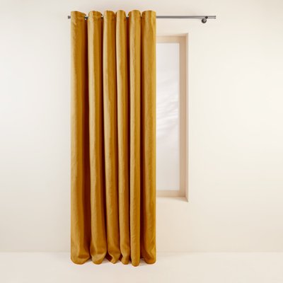 Rideau Carlina Occultant en Lin 100% lavé légèrement froissé Jaune 340x270 cm MADURA